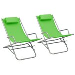 vidaXL Chaises à bascule lot de 2 Acier Vert