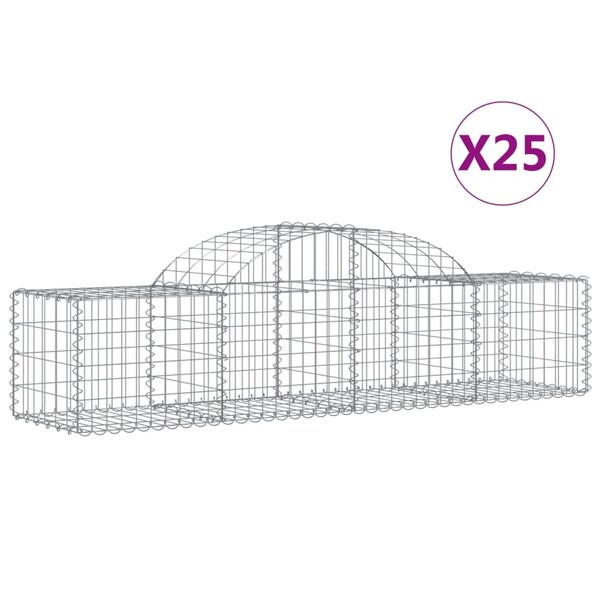 vidaXL Paniers à gabions arqués 25 Pièces 200x50x40/60 cm fer galvanisé