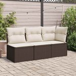vidaXL Chaise de jardin sans accoudoirs avec coussins marron rotin