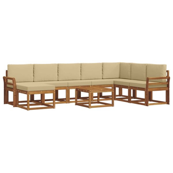 vidaXL Ensemble de canapés d'extérieur 9 pc Naturel et Beige