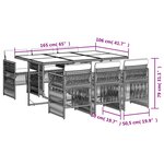vidaXL Ensemble à manger de jardin et coussins 7 Pièces marron rotin