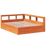vidaXL Lit bibliothèque sans matelas cire marron 140x200 cm pin massif