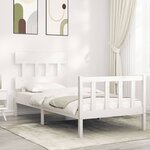 vidaXL Cadre de lit et tête de lit blanc 100x200 cm bois massif