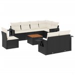 vidaXL Salon de jardin 9 Pièces avec coussins noir résine tressée