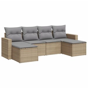 vidaXL Salon de jardin avec coussins 6 Pièces beige résine tressée