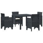 vidaXL Ensemble de repas de jardin 5 pièces avec coussins anthracite en poly rattan