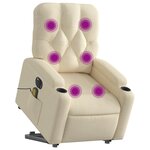 vidaXL Fauteuil inclinable de massage électrique Crème Tissu