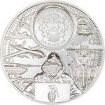 Monnaie WAR HAS NO REAL WINNER Time Flies 2 Oz Argent 1500 Francs Gabon 2023