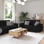 vidaXL Ensemble de Canapés 3 Pièces Noir 220 x 78 x 84 cm tissu