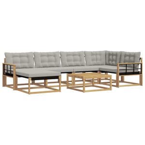 vidaXL Ensemble de canapés d'extérieur 7 pc Blanc et gris clair