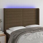 vidaXL Tête de lit à LED Marron foncé 147x16x118/128 cm Tissu