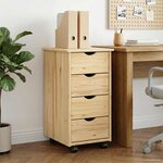 vidaXL Cabinet roulant 34 x 39 x 65 5 cm Bois de Pin Massif Marron