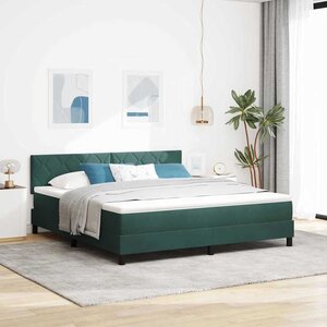 vidaXL Lit à ressorts avec matelas Vert foncé 180 x 200 cm Velours