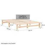 Lit double 140x200 matelas 2 tiroirs naturel