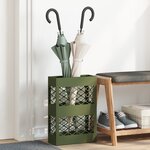 vidaXL Support de parapluie vert olive   28x12x41 cm  en acier