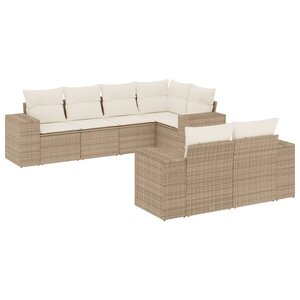 vidaXL Salon de jardin avec coussins 7 Pièces beige résine tressée
