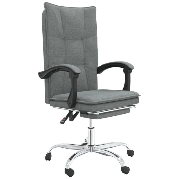 Chaise fauteuil siège pivotante de inclinable de bureau informatique étude foncé tissu gris 02_0024244