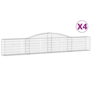 vidaXL Paniers à gabions arqués 4 Pièces 400x30x60/80 cm Fer galvanisé