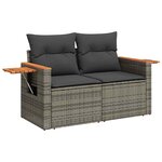 vidaXL Salon de jardin 8 Pièces avec coussins gris résine tressée