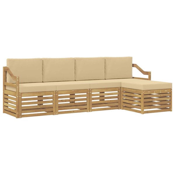 vidaXL Ensemble de canapés d'extérieur 5 pc Blanc et Beige Polyester
