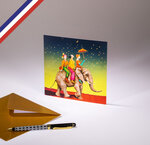 Carte simple les reine créée et imprimée en france - trois dames sur un éléphant