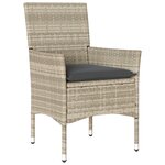 vidaXL Ensemble de Salle à Manger de Jardin 3 Pièces avec Coussins en Rattan Synthétique Gris Clair