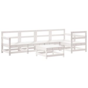 vidaXL Salon de jardin 6 Pièces Blanc Bois de pin massif