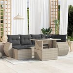 vidaXL Salon de jardin avec coussins 7 Pièces gris clair résine tressée