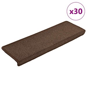 vidaXL Tapis d'escalier 30 pièces 65 x 21 x 4 cm Marron café Bord rectangulaire