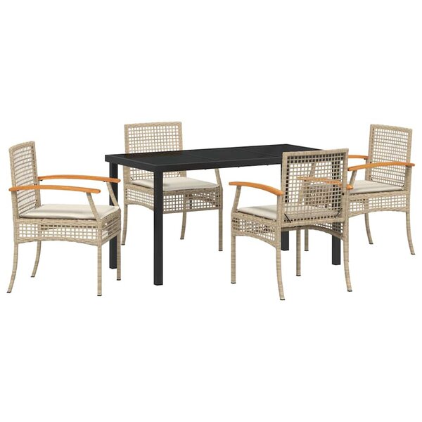 vidaXL Ensemble de salle à manger pour jardin 5 Pièces Beige polyrotin