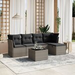 vidaXL Salon de jardin 6 Pièces avec coussins gris résine tressée