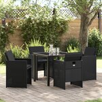 vidaXL Ensemble de Dîner de Jardin Ensemble de 2 Noir Acier  Rattan
