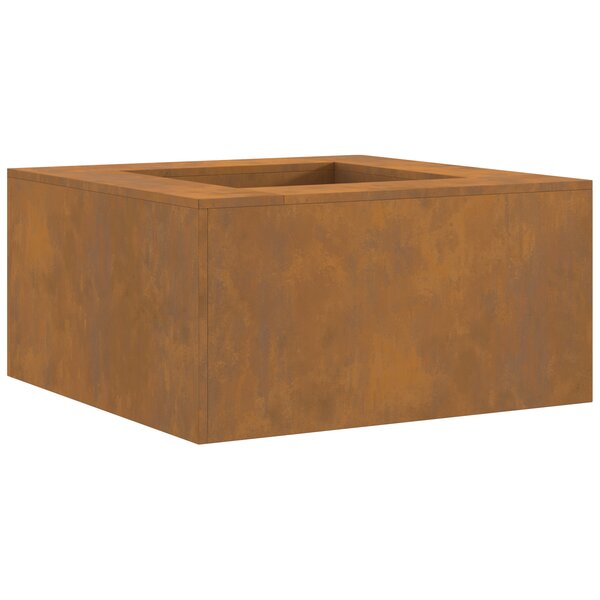 Brasero carré 80x80x40 cm en acier weathering