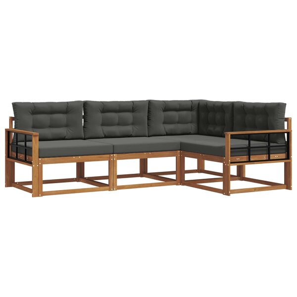 vidaXL Ensemble de canapés d'extérieur 4 pc Naturel et Anthracite