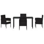 vidaXL Ensemble de Salle à Manger de Jardin 5 Pièces avec Coussins Noir Rattan PE