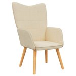 vidaXL Chaise de relaxation avec tabouret Crème Tissu