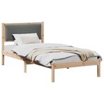 vidaXL Cadre de lit avec tête de lit Gris foncé 90 x 190 cm Pin massif