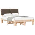 vidaXL Cadre de lit avec tête de lit rembourrée Taupe 135 x 190 cm