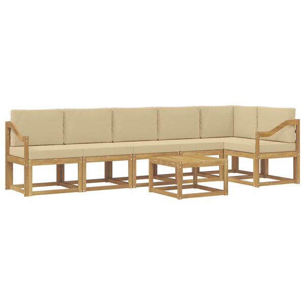 vidaXL Ensemble de canapés d'extérieur 7 pc Blanc et Beige Polyester