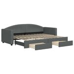 vidaXL Lit de jour avec gigogne et tiroirs gris foncé 80x200 cm tissu