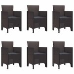 vidaXL Ensemble de salle à manger pour jardin 7 Pièces Marron Rattan Polt