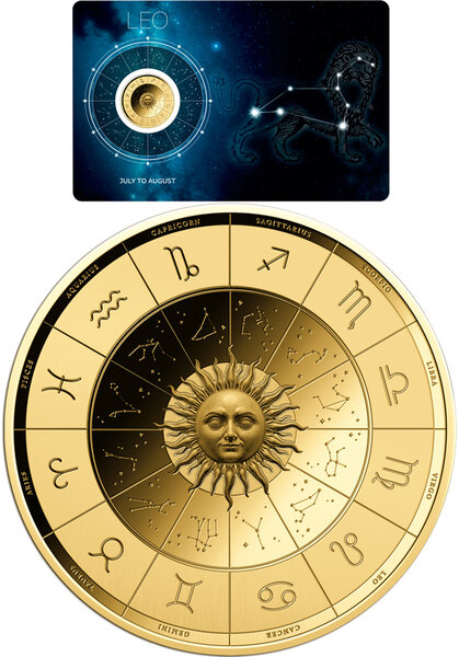 Monnaie LEO Zodiac Signs 1/1000 Oz Medaille Or (PRÉCOMMANDE)