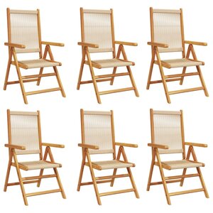 vidaXL Chaises inclinables de jardin lot de 6 beige bois massif acacia