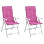 vidaXL Coussins de chaise de jardin à dossier haut lot de 2 rose tissu