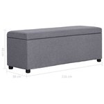 vidaXL Banc avec compartiment de rangement 116 cm Gris clair Polyester