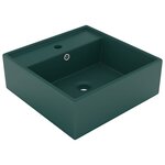 vidaXL Lavabo carré à trop-plein Vert foncé mat 41x41 cm Céramique