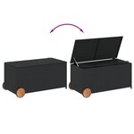 vidaXL Boîte de rangement de jardin et roues noir 190L résine tressée