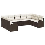 vidaXL Ensemble de canapé de jardin 9 Pièces Marron et blanc Poly rotin