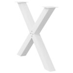 vidaXL Pieds de table à manger en forme de X  3 pièces  blanc  90 x (72-73) cm  acier