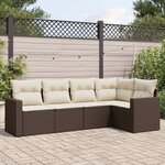 vidaXL Salon de jardin avec coussins 5 Pièces marron résine tressée